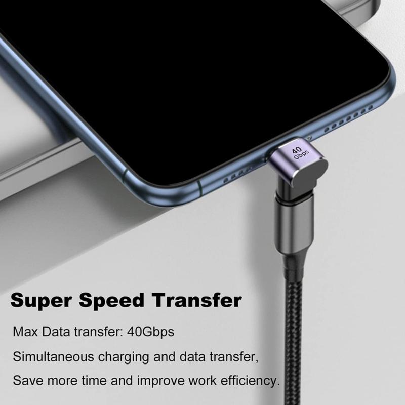 Адаптер USB C «папа» — «мама» под прямым углом 90 градусов PD 100 Вт 40 Гбит/с 8K HD Адаптер USB C «папа» — «мама»