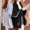 2025 Autumn/Winter Women's Fleece-Lined Hooded Sweatshirt - Thin Korean Style, Loose Fit, Letter Print, Long Sleeve Cardigan Jacket