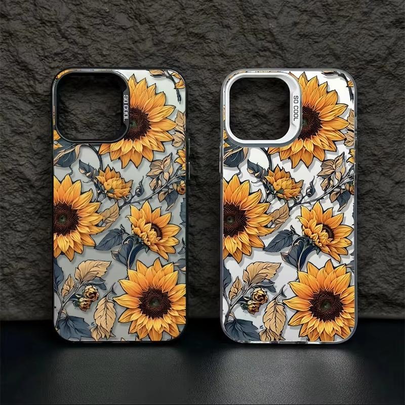 Роскошный чехол для телефона с узором подсолнуха для iPhone 17 Air 16e 16 Pro Max 15 14 Plus 13 12 Mini 11 Pro, противоударная силиконовая задняя крышка