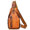 Whatna Tanned Natural Cowhide Leather Bag for Mini Body Chest Genuine 13617 Antique-Style One-Shoulder Men, 3-Way, Crossbody, Bag, Bag, Leather,