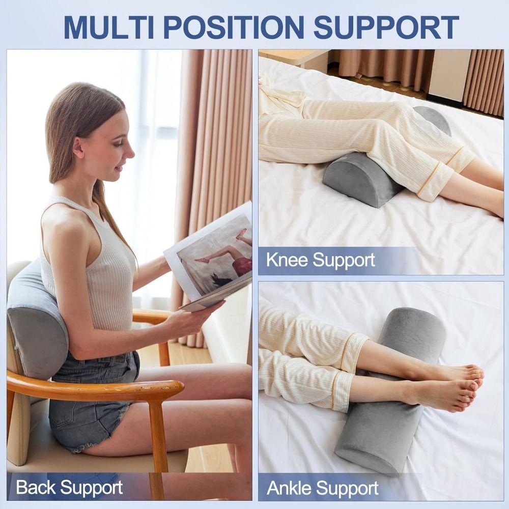 Half Cylinder Half Moon Bolster Pillow Removable Cover Semi-Roll Knee Pillow Home Use
