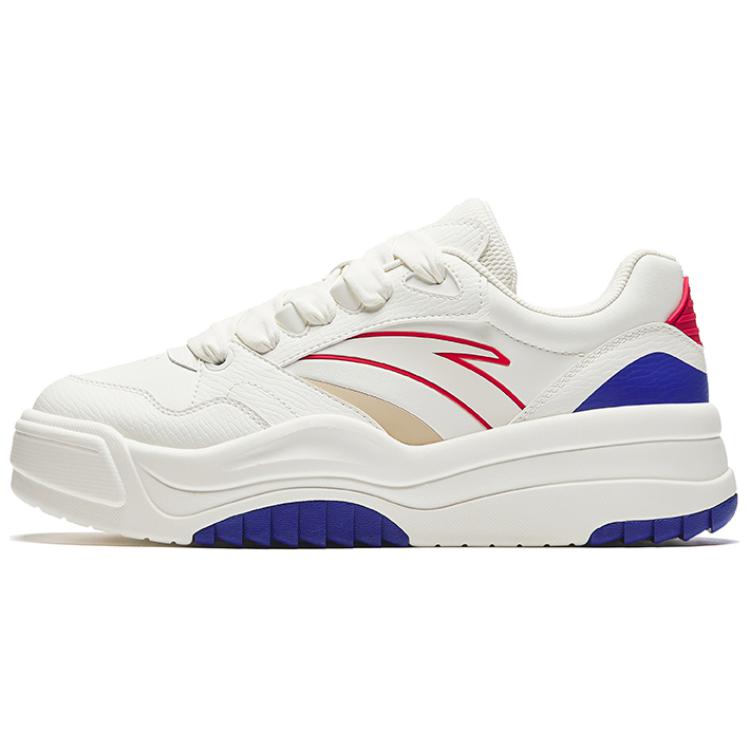Anta Anti Slip And Wear Resistant Height Increasing Low top Skateboard Shoes Men's White Blue Sneakers