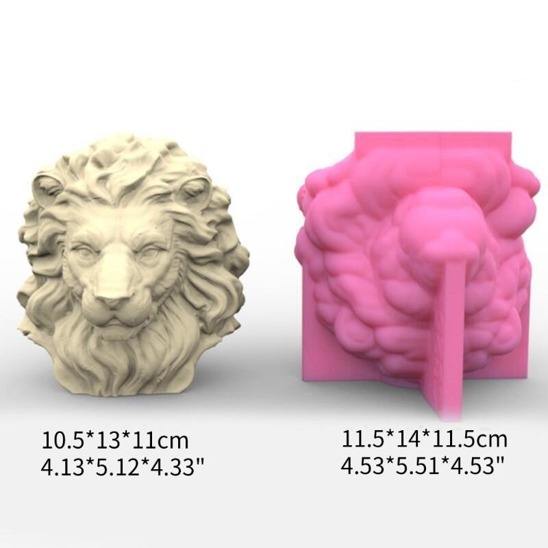 3D Lion Heads Candle Silicone Mold for Handmade Desktop Decor Gypsum Epoxy Resin Aroma Candle Mould for Home Decorations