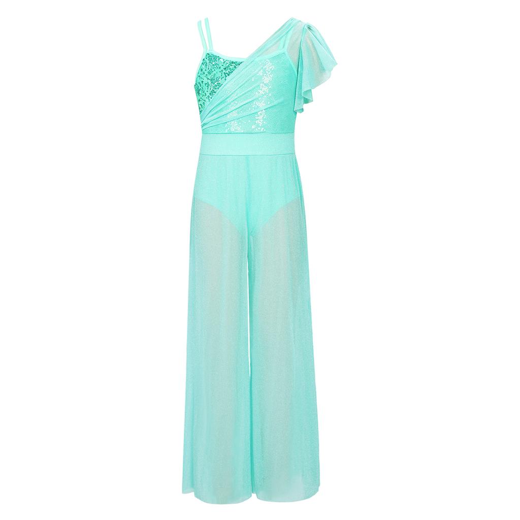 Girls Lyrical Dance Mesh Jumpsuit
