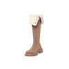 White knee boots 2024 new folded two wear thick heel velvet boots women's tall knight boots