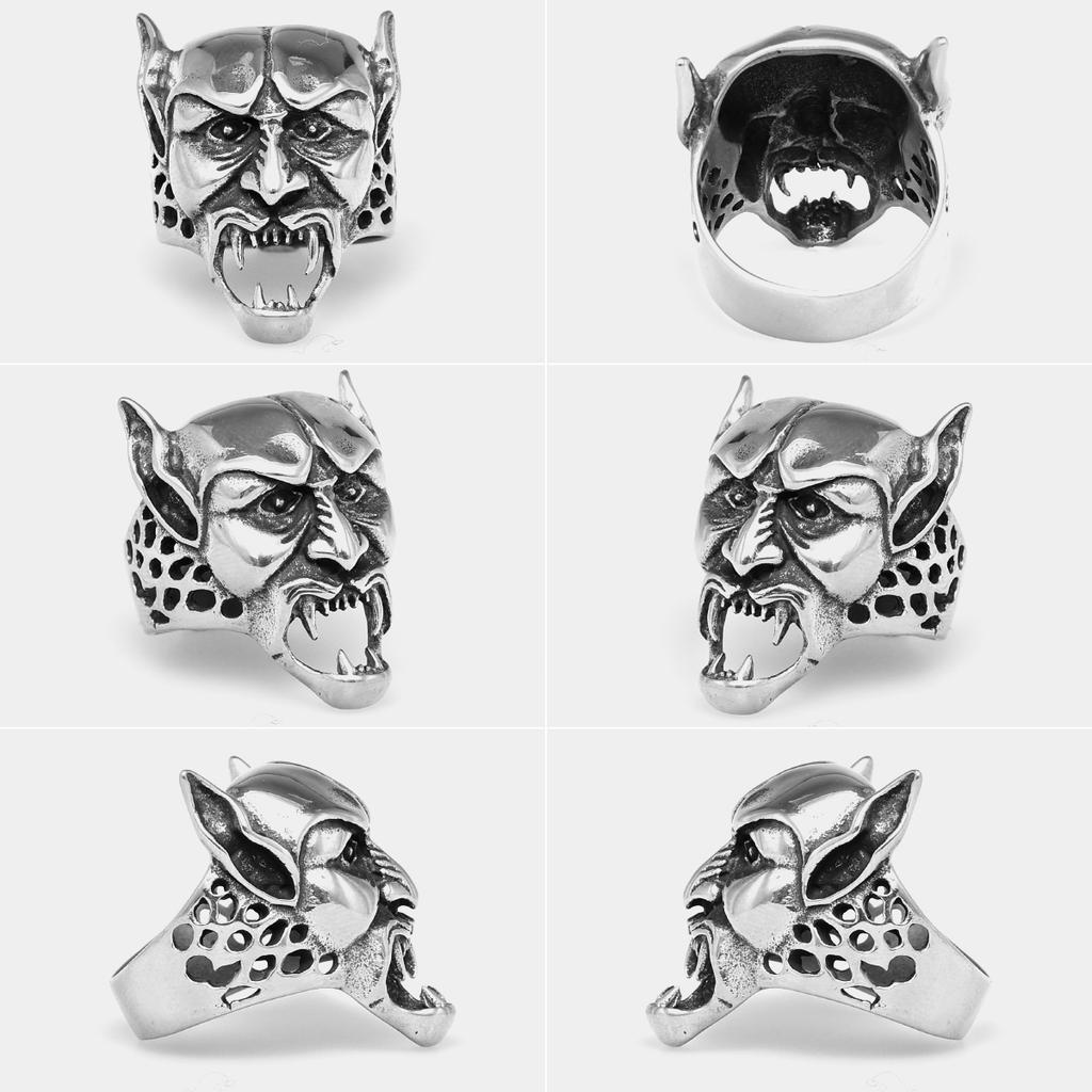 Gothic Vampire Skull Stainless Steel Mens Rings Punk Unique Trendy for Male Boyfriend Biker Jewelry Creativity Gift