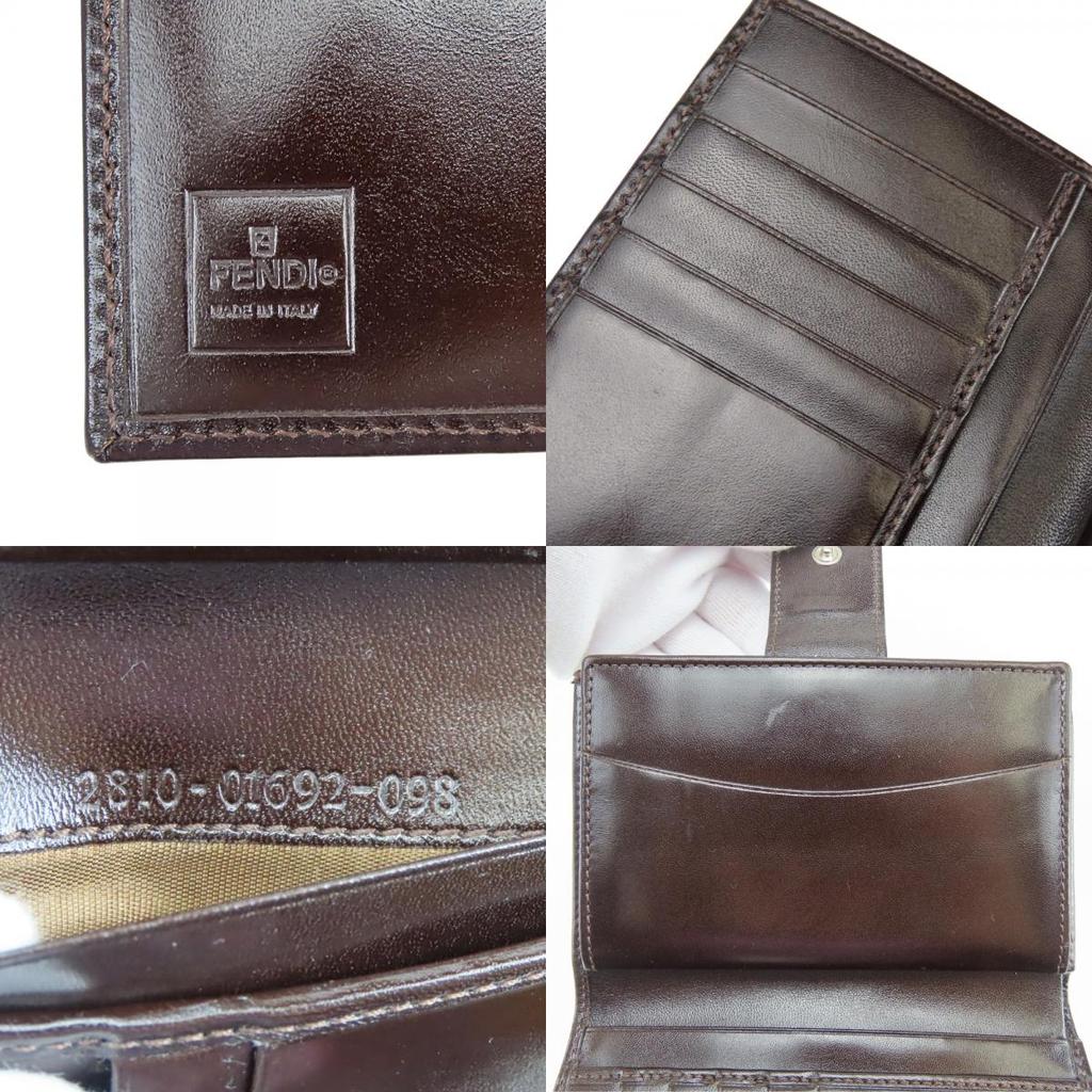 Used FENDI Bifold Wallet Zucca 01692 canvas/leather Brown Gamaguchi