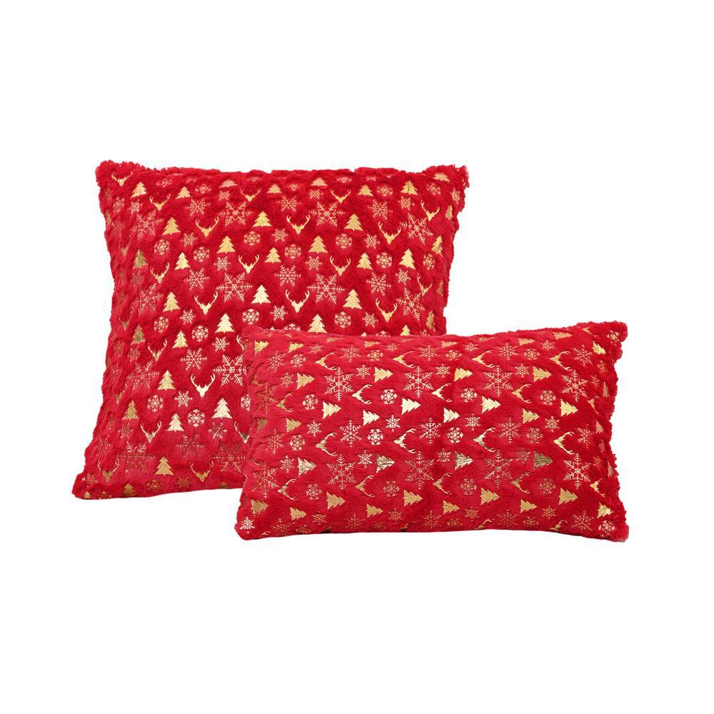 Рождественский плюшевый чехол для подушки с золотым тиснением для гостиной, дивана, кровати или эркера.