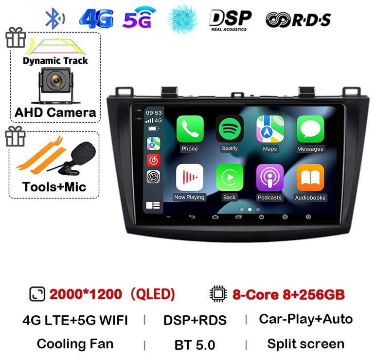 Android 14 Carplay Auto Для Mazda 3 2009 2010 2011 2012 2013 Автомагнитола Мультимедийный плеер Стерео Видео Аудио GPS Головное устройство WIFI