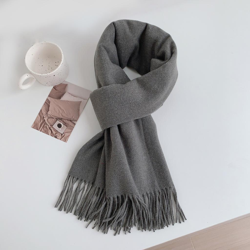 34 цвета, зима 2024, новый высококачественный искусственный кашемировый кисточкой однотонный шарф для женщин, универсальный темпераментный платок-шарф