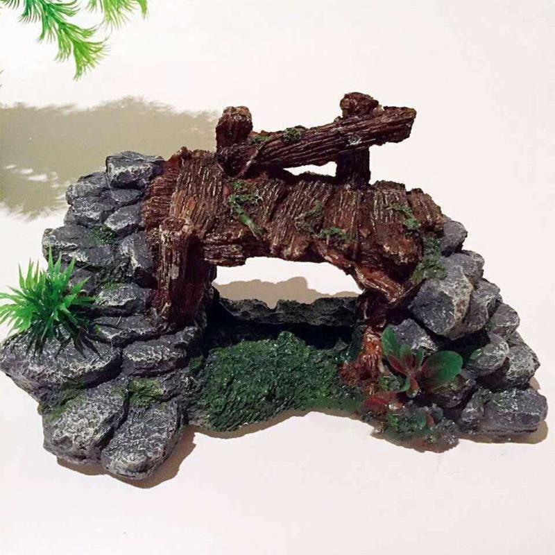 Realistic Bridge Resin Simulation Aquarium Ornaments Fish Tanks Aquarium Plant Turtle Basking Climbing Platform Supplies