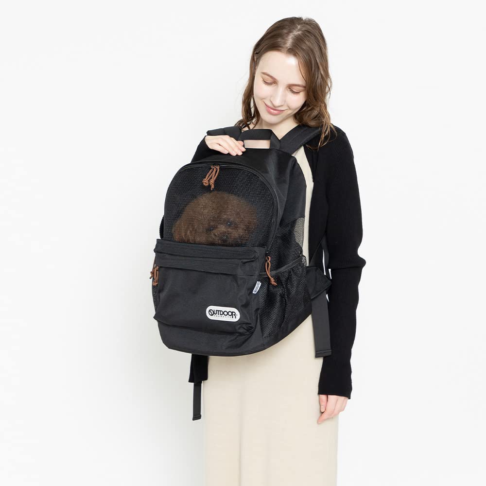 OUTDOOR Pet Backpack Carrier for Dogs and Size M Cats, Black,