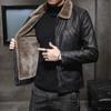 Men's Leather Jacket Men's Leather Jacket Lapel Middle-aged and Elderly Men's Clothing Fleece Thickened Trendy Fur