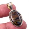 Natural Pietersite Gemstone 925 Solid Sterling Silver TwoTone Pendant 1.25" c6C99