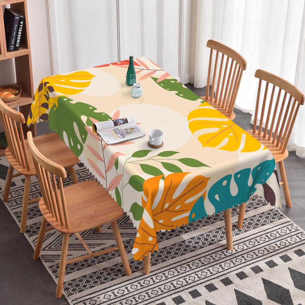Tropical Palm Leaves Flowers Table Cloth Wedding Party Rectangle Waterproof Reusable Kitchen Tablecloth Camping Patio Decor
