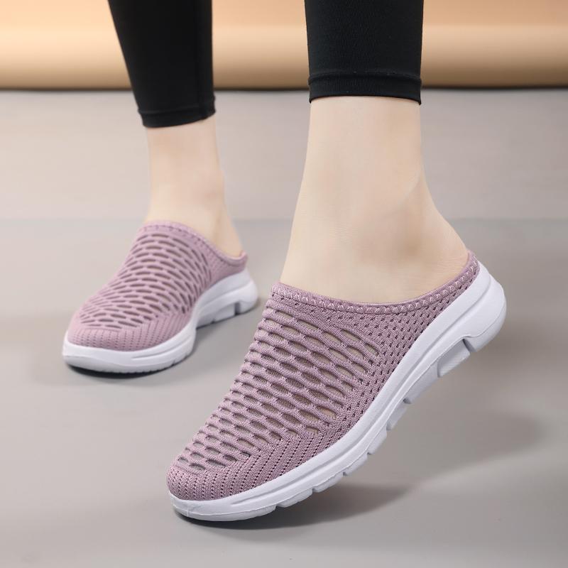 Женские сабо с открытой спиной, прогулочные кроссовки, летние сандалии для девочек, удобные повседневные дорожные тапочки-мюли для мам, большой размер