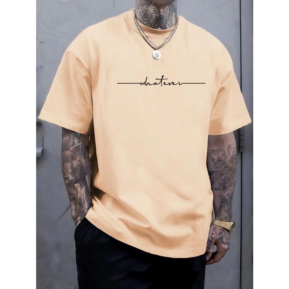 Summer Men's 100% Cotton Casual Loose Large Size Letter Pattern Printed Comfortable Sports Round Neck Short Sleeve T-shirt Top