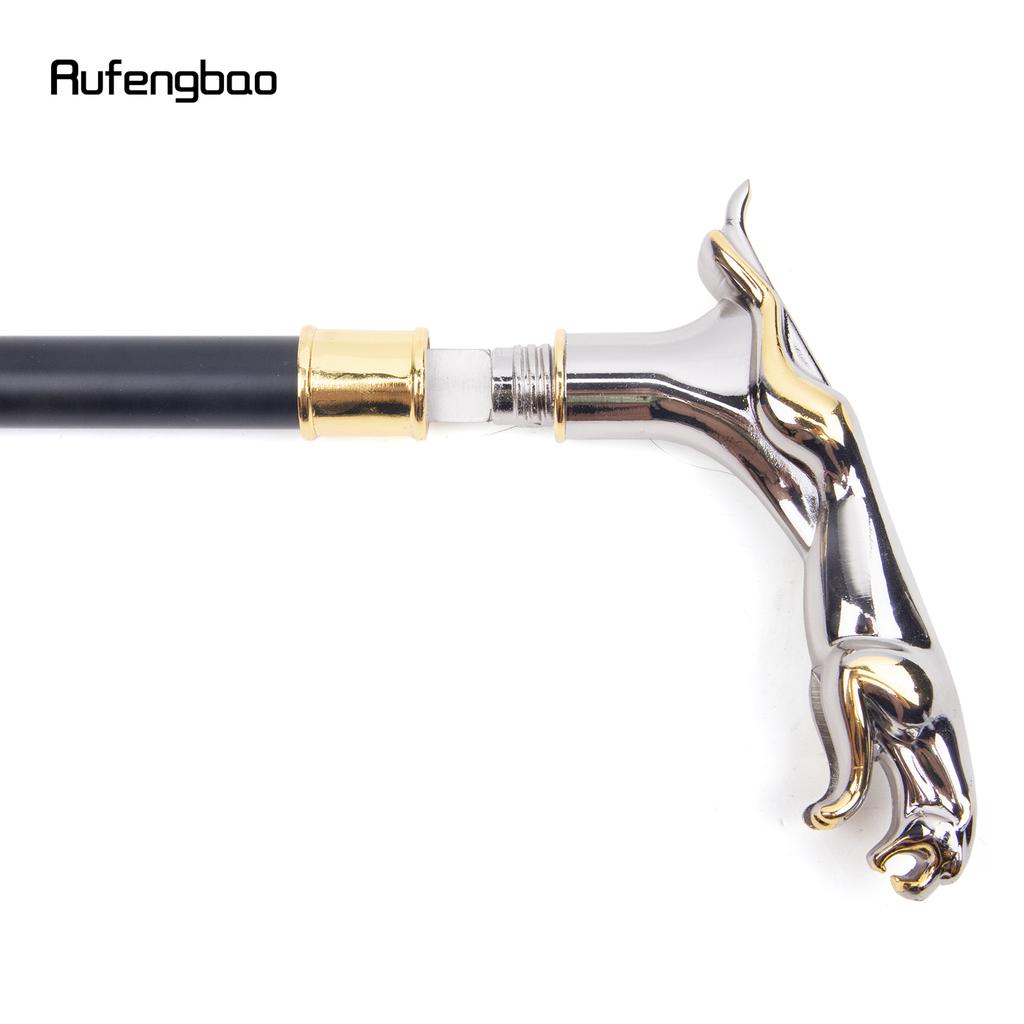 White Golden Leopard with Tail Fashion Walking Stick for Party Decorative Walking Cane Elegant Crosier Knob Walking Stick 93cm