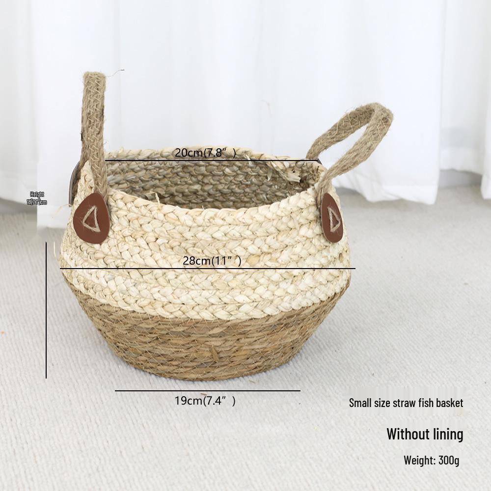 Rattan Woven Flower Basket: Handheld Green Plant Pot, Decorative Storage for Living Room & Flower Arrangements.