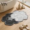 Easy Clean Shower Mat Double Flower Bath Mat, Super Absorbent Diatomaceous Earth Rug, Non-Slip Floral Water Rug Quick Dry Floor for Home Entrance