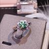 Maldives Blue-Green 8 Hearts & 8 Arrows Zircon Ring with Imitation Moissanite