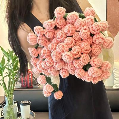 Одеяло «Букет роз» Ручной работы Вязаное крючком Одеяло с розами Цветочный дизайн Плед для дивана Кушетки Автомобильной кровати Подарок на день рождения для девочек Женщин