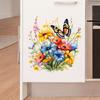 Butterflies Surround Flowers Toilet Sticker Home Decoration Toilet Lid Wc Universal Waterproof Decals Bathroom Accessories
