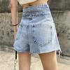 Классическая и минималистская мода, универсальные светлые женские летние шорты с высокой талией, свободные, тонкие, трапециевидные, широкие, джинсовые шорты, индивидуальность