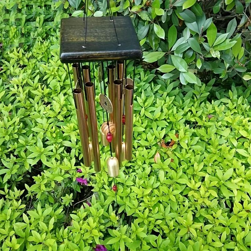 1PC Eight-tube Copper Coin Butterfly Pendant Solid Wood Wind Chime Family Outdoor Decoration Handicrafts