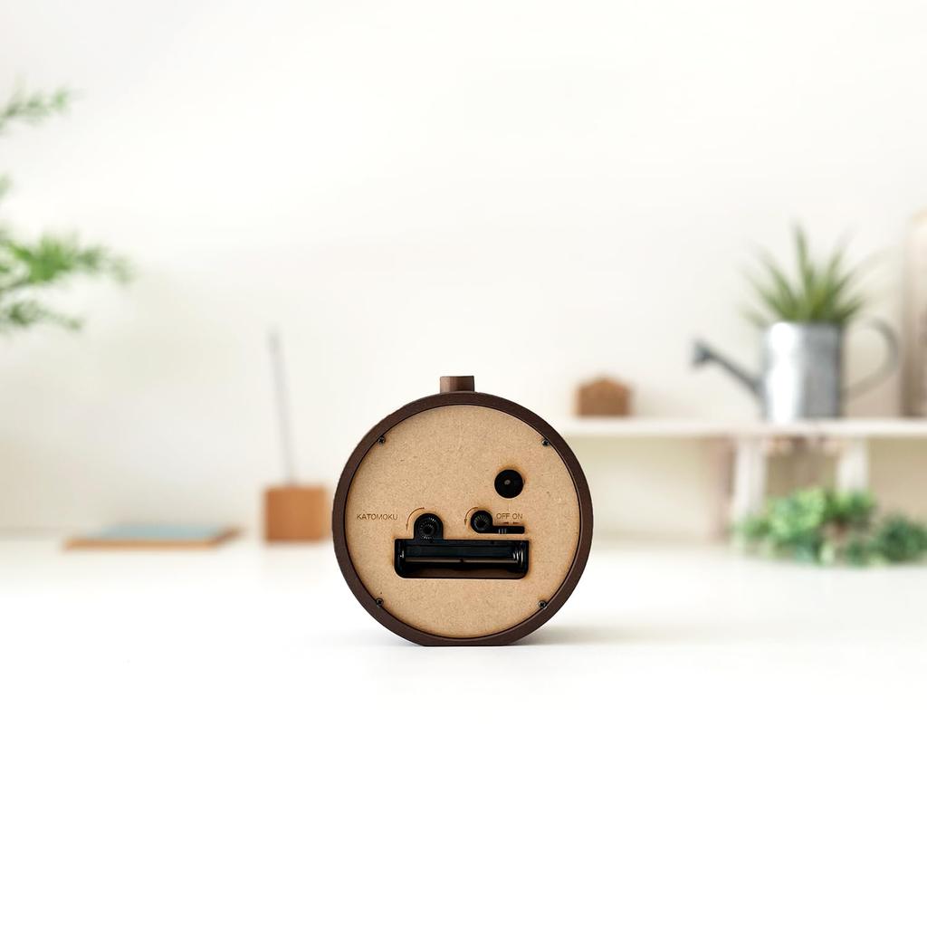 KATOMOKU Alarm Clock 6, Brown, km-89BR, Wooden Alarm Clock with Snooze and Light, 11 x 11.6 x 4.6 cm