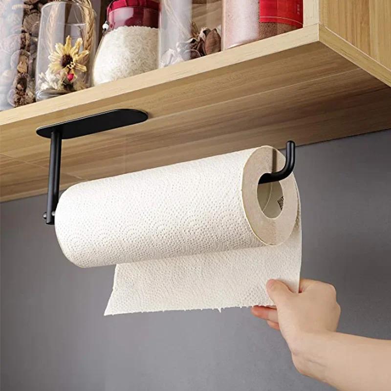Держатель для салфеток на кухне, экономит место, аксессуары для дома, не требует перфорации, настенный держатель для рулонов бумаги в ванной, вешалка для полотенец для туалета