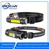 Mini LED Headlamp with Dual Light Source, USB Rechargeable, Magnetic, Ideal for Outdoor and Fishing
