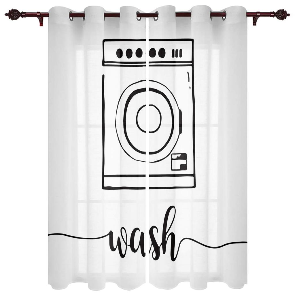Винтажные занавески для прачечной в стиле кантри, ретро, для детской спальни, гостиной, кухни, двери, домашний декор, 2 штуки