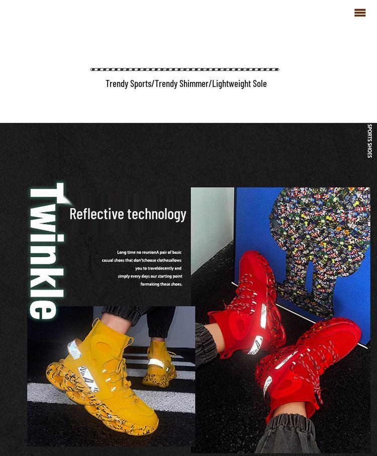 Popular Plus Size Men's Fly-Knit High-Top Sock Sneakers - Trendy Blade Cushioning Running Shoes