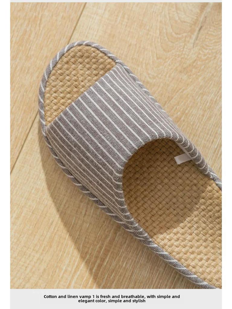 Летние льняные тапочки Jingshilu: Бесшумные домашние сандалии в японском стиле для пар