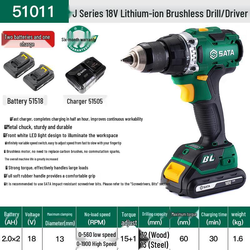 SATA 12V & 18V Cordless Lithium-Ion Drill and Driver Kits CN plug (adapter included)