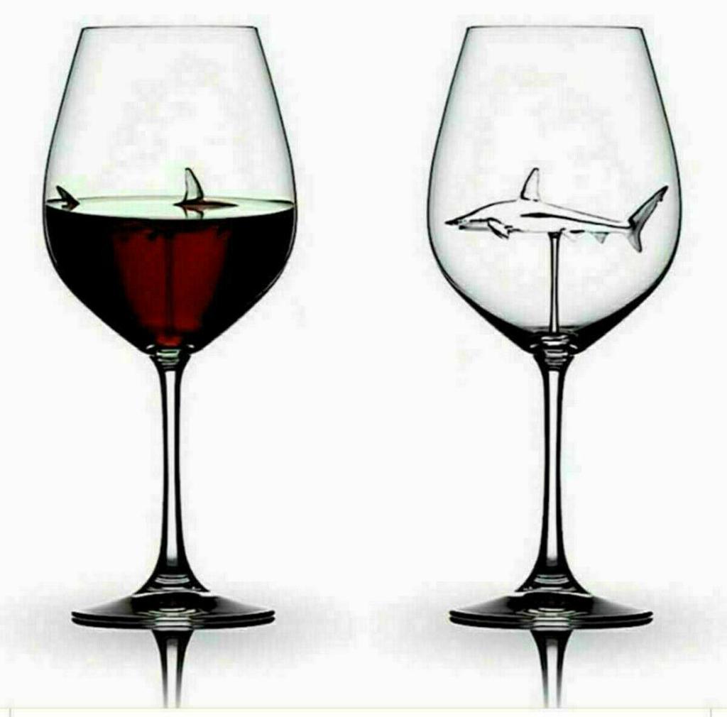 Built-in Shark Wine Glass New Design Goblet Whiskey Glass Dinner Decorate Handmade Crystal For Party Flutes Glass