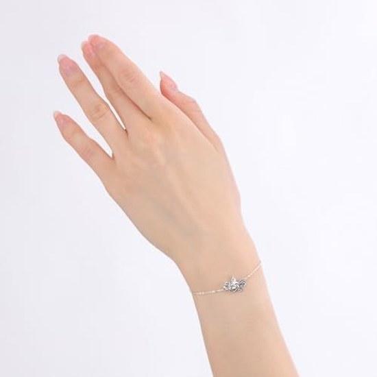 Браслет для женщин White Clover Kurumi, 20-летие, персонажи Sanrio, Серебро 925, Кубический цирконий, Корона, Розовое сердце, Череп, Фиолетовое окисление, Подарок на день рождения