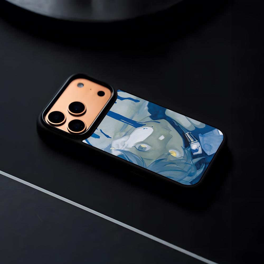 Чехол для телефона в стиле аниме «Синий период» для iPhone 17 16 15 14 13 12 Pro Max Plus Черная рамка Жесткий корпус