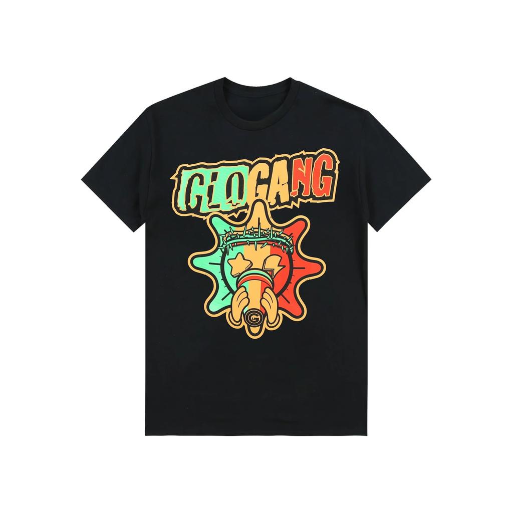Высококачественная летняя мужская футболка с коротким рукавом Glo Gang Boyz World Wide Tee Drinks Cartoon Unseix Oversize из хлопка.