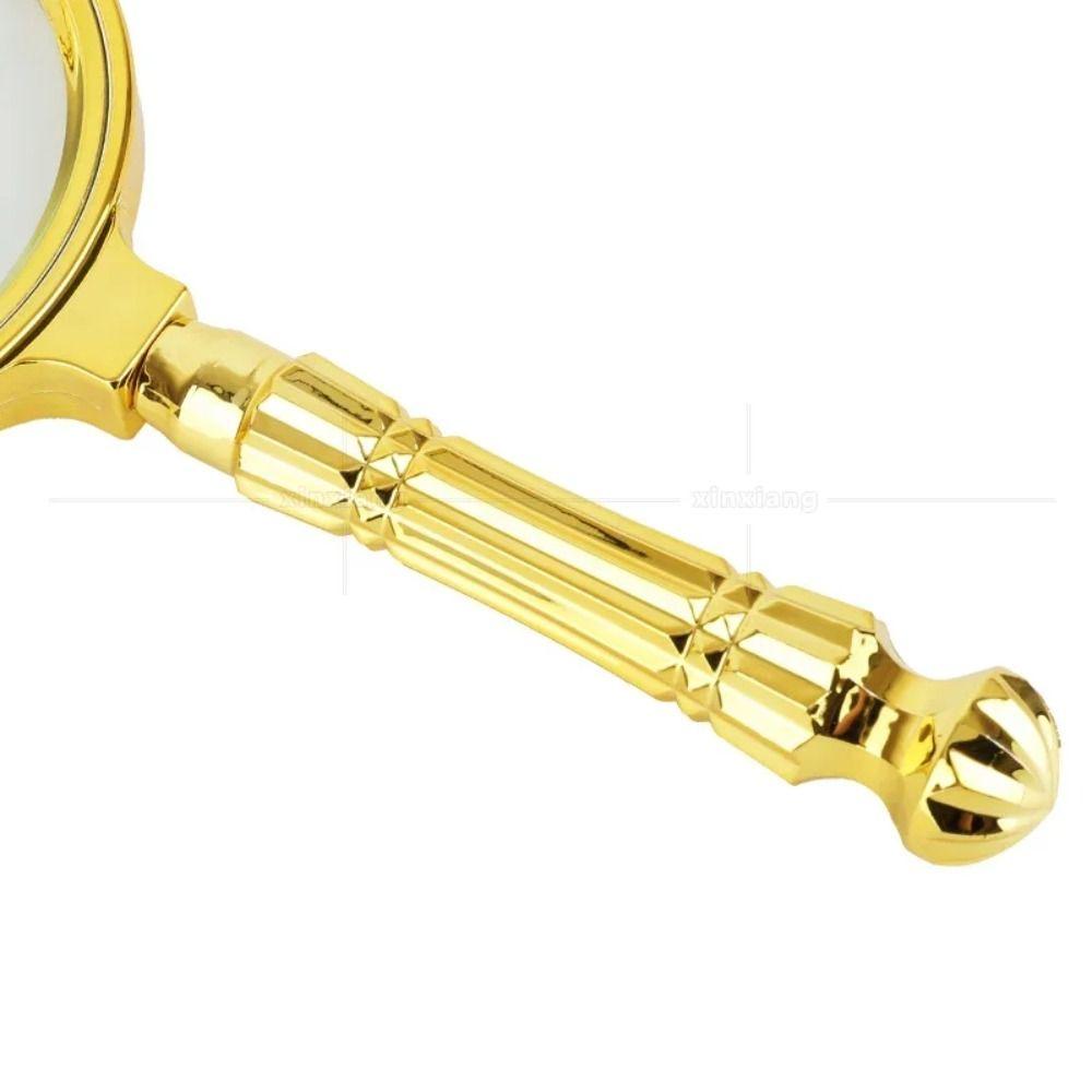 Plastic Loupe Magnifier Gold Delicate Pattern Handle Retro Pocket Tool Newspaper Reading