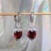 Huitan Blue/Garnet Heart Cubic Zirconia Свадебные серьги для женщин Серьги Eternity Love Аксессуары для помолвки Модные украшения