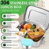 Ланч-бокс из нержавеющей стали 304 с 3 отделениями и запирающийся контейнер для еды 1500 мл с 2 детскими емкостями для приправ