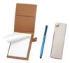 Обложка для мини-блокнота из переработанной коровьей кожи цвета мокко с боковым крючком, чехол для ручки, белый, для смартфона, с сенсорным экраном, металлическим колпачком, дополнительный набор, синий