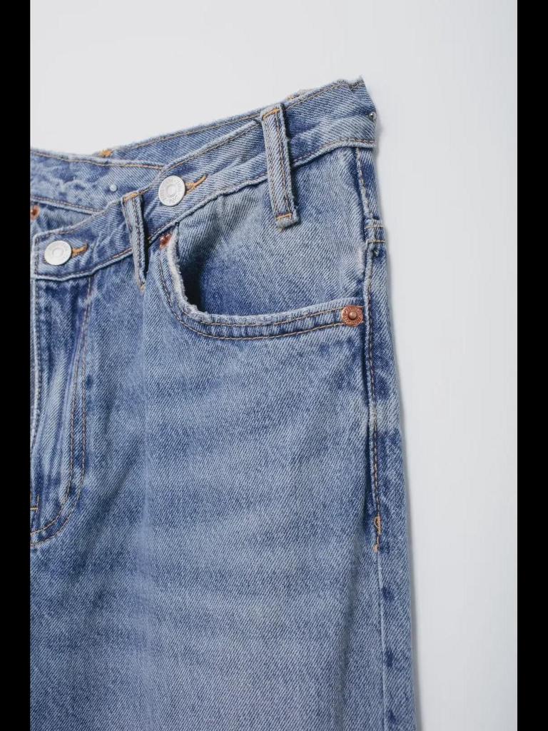 Women's Autumn High-Waist Double-Breasted Wide-Leg Jeans