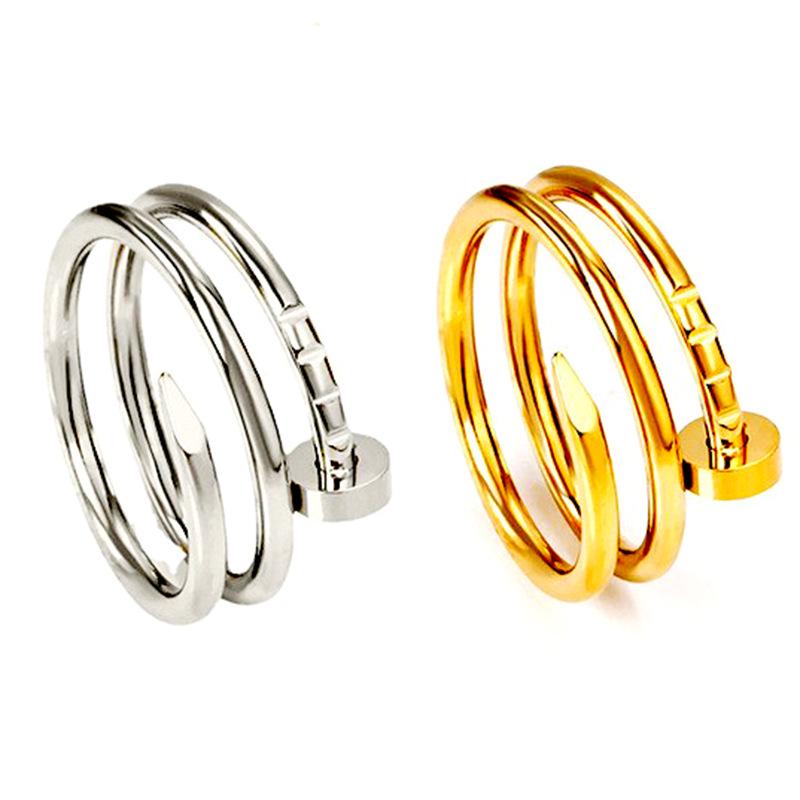 Nail-Shaped Titanium Steel Spiral Ring – High-End Stainless Steel Fashion Jewelry