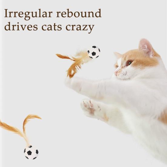 1 шт./3 шт. Интерактивная игрушка-мяч с перьями Мини-прыгучий баскетбольный футбольный бейсбольный мяч с перьями Игрушка-ловец для домашних кошек