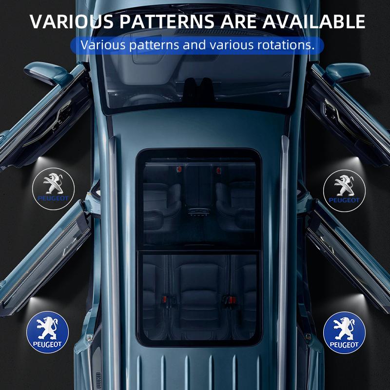 2026 Горячая Автомобильная Наклейка Светодиодный Значок Двери Автомобиля Лампа Приветствия Беспроводной Лазерный Проектор Автоаксессуары Для Peugeot 206 207 208 30