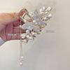 Элегантная заколка для волос с кисточкой и цветком в виде бабочки, изысканные заколки для волос с жемчугом и кристаллами, головные уборы с когтями для девочек, аксессуары для волос, заколка для волос
