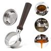 58mm 3 Ears Stainless Steel Bottomless Naked Portafilter Wooden Coffee Handle Cup Filter Basket